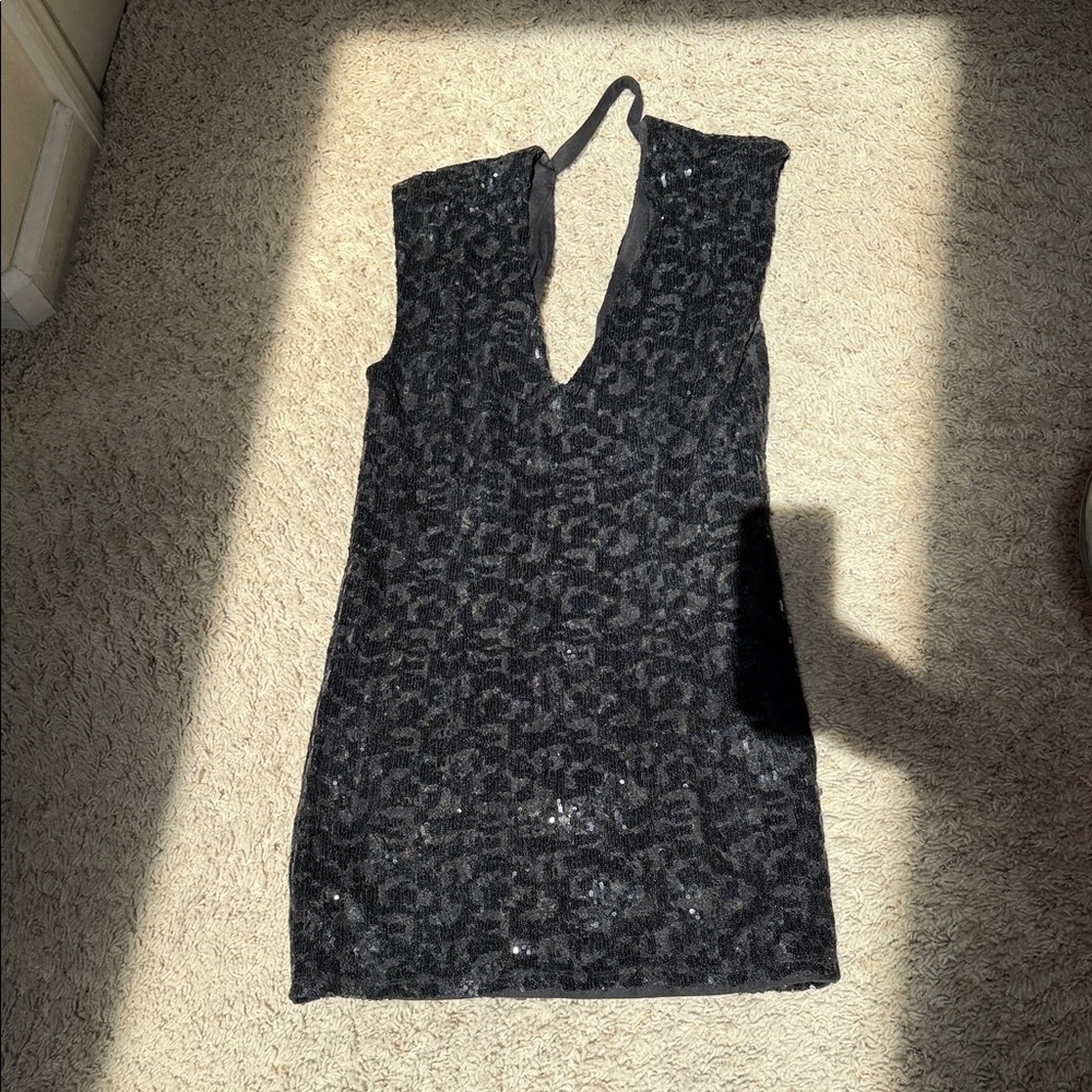 Forever 21 Black Sequin V-Neck Mini Dress